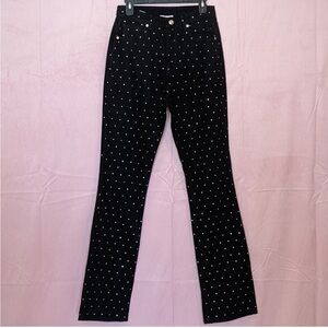 Gianni Bini Black Ivy Rhinestone Straight Leg High Waisted Denim Jeans